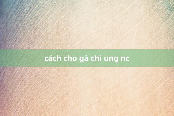 cách cho gà chi ung nc