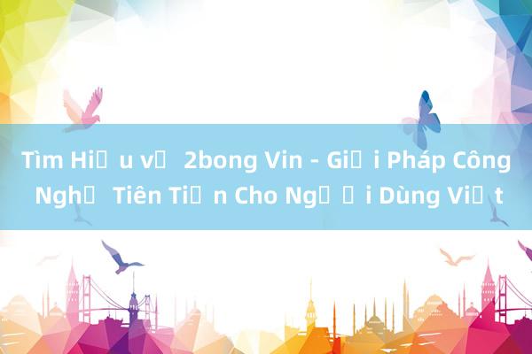 Tìm Hiểu về 2bong Vin - Giải Pháp Công Nghệ Tiên Tiến Cho Người Dùng Việt